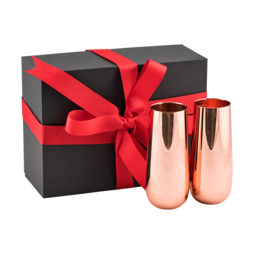ribbon box copper mugs